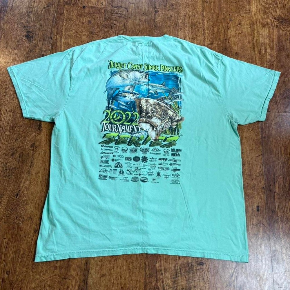 Comfort Colors Jersey Coast Shark Anglers 2022 Tournament T-Shirt Mint 2XL